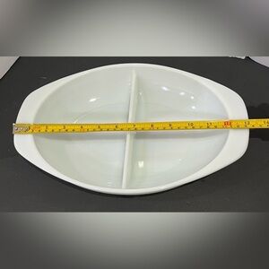 Vintage 1960’s Pyrex White Divided Oval Dish 1063 EUC